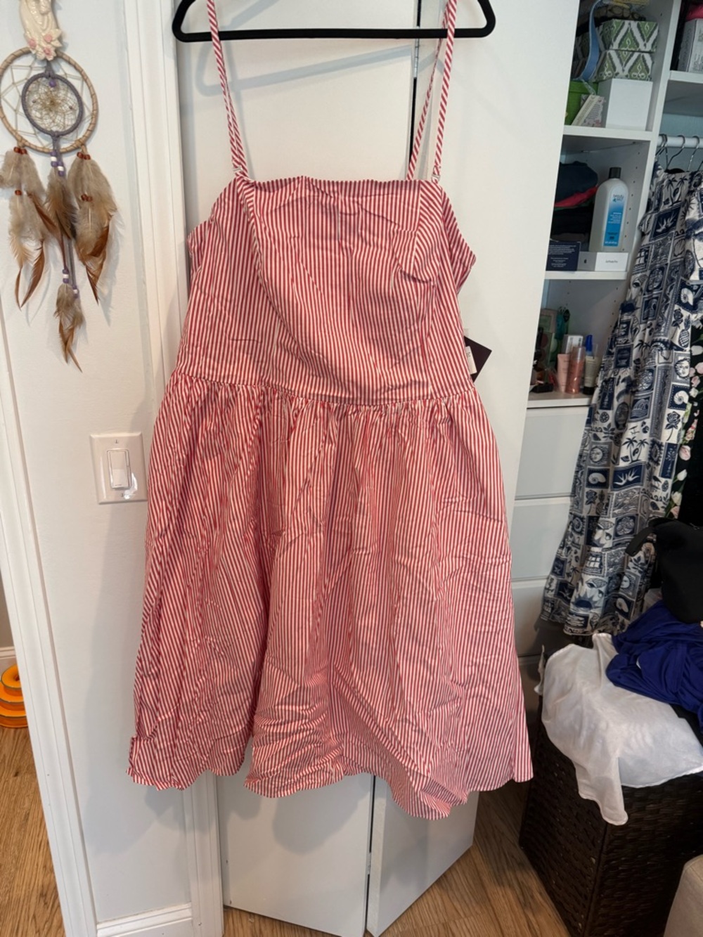 Ava & Viv Red and White Striped Spaghetti Strap Sundress